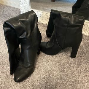 Black faux leather boots